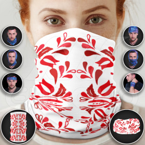 Schlauchschal mit roten Motiven